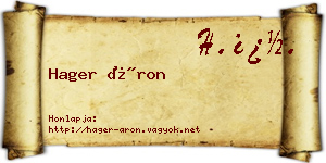 Hager Áron névjegykártya